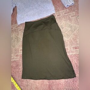 Sunday Morning athleisure mini pencil skirt olive with a double slit. Small NWT